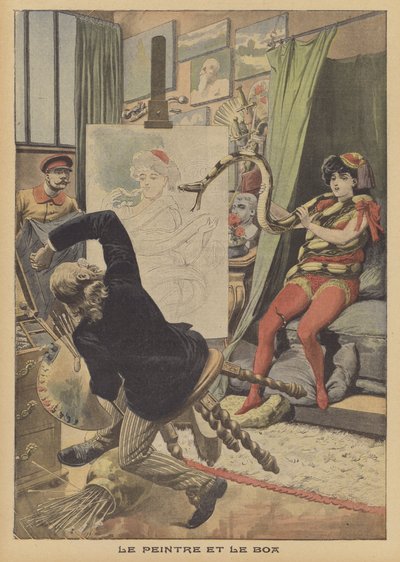 Maleren og boa constrictor (farge litho) av French School