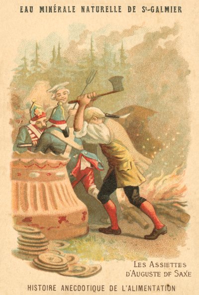Platene til august i Sachsen (chromolitho) av French School