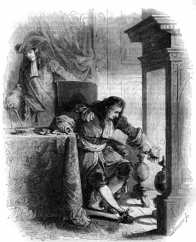 Dramatikeren Jean Galbert de Cammistron (1656-1723) korrespondanse med hertug Louis Joseph de Vendome (1654-1712). Gravering fra 1856. av French School