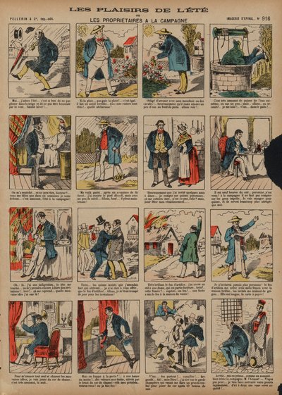 Sommerens gleder (farget gravering) av French School
