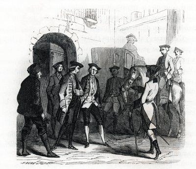 Fangene i Vincennes ble overført til fengselet i Bastillen i 1784 - (gravering) 1846 av French School