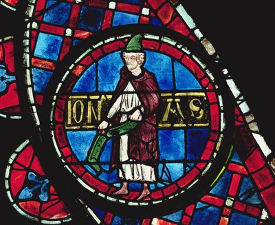 Profeten Jona, detalj fra nordrosevinduet, innglasset i 1234 av French School