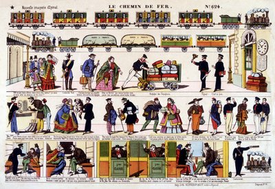 Jernbanen, bilde av Epinal fra 1800-tallet. av French School