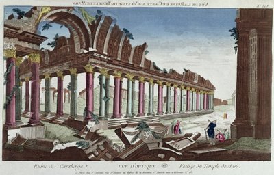 Restene av Mars-tempelet blant ruinene av Kartago av French School