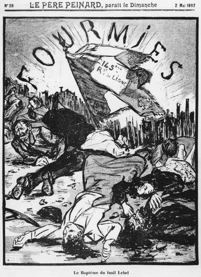 Skytingen av Fourmies, illustrasjon fra Le Pere Peinard, 2. mai 1897 av French School