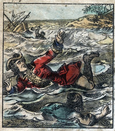 The sinking of Lemuel Gulliver. Illustration for “” Gulliver