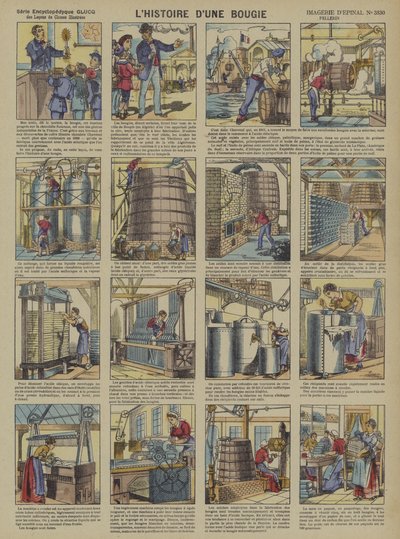 Historien om et stearinlys (farge litho) av French School