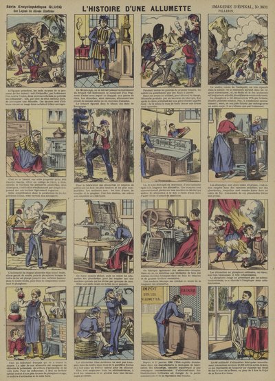 Historien om en fyrstikk (farge litho) av French School