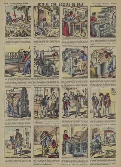 Historien om et stykke ullstoff (farge litho) av French School