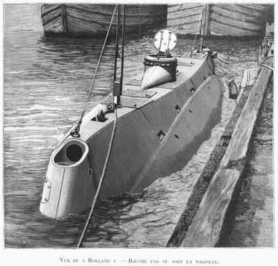 Ubåten Holland, illustrasjon fra Le Monde Illustre, januar 1899 av French School