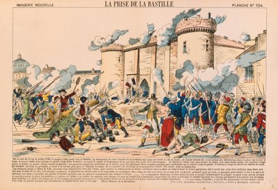 Inntakelsen av Bastillen under den franske revolusjonen 14. juli 1789, utgitt av Haguenthal, Pont-a-Mousson, 1840 av French School