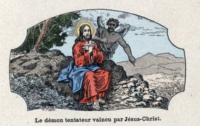Den fristende demonen beseiret av Jesus Kristus. Jesus Kristus ledet inn i ørkenen av ånden, ble fristet av djevelen. I “” Tout l