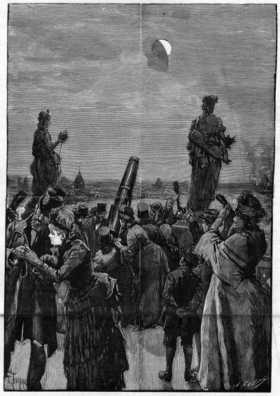 The terrace of the trocadero in Paris during the moon eclipse on August 3 av French School