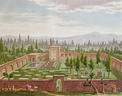 Graven til den store persiske poeten Hafiz Shirazi (ca. 1325-c. 1388) ved Shiraz av French School