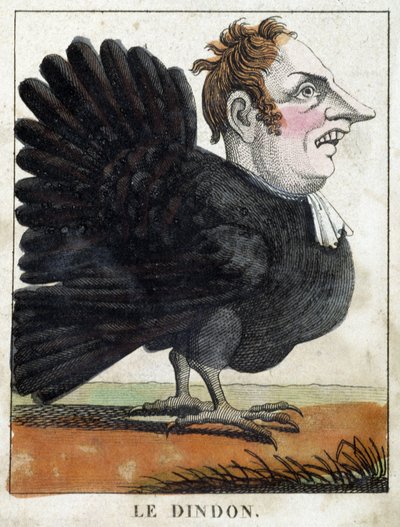 Kalkunen i karikatur, studie av karakter "flyktig karakter" sd. 19., populære bilder. av French School