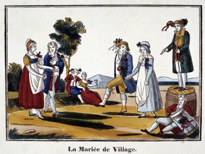 The village bride - imagery of Epinal av French School