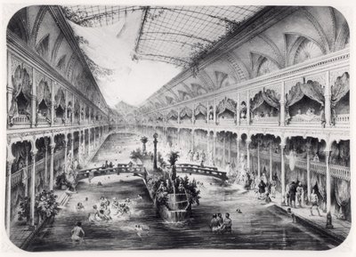 Vanngymnaset på Champs-Elysees i Paris, 1847 av French School