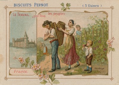 Arbeidet til folket illustrasjon på en kjeksetikett av French School