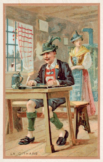 Zither (chromolitho) av French School