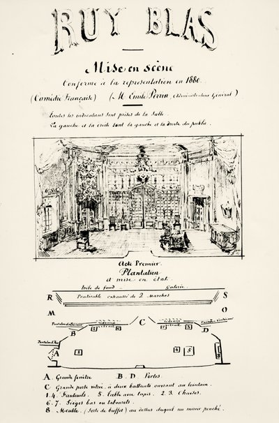 Teaterprogram for første akt av Ruy Blas (1838) av Victor Hugo (1802-85), 1880 av French School
