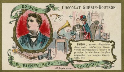 Thomas Edison , amerikansk oppfinner (chromolitho) av French School