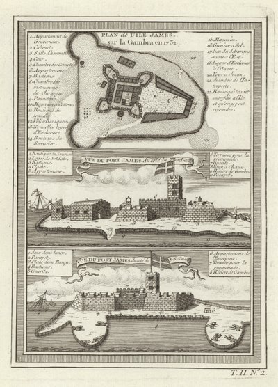 Tre utsikt over Fort James i Gambia av French School