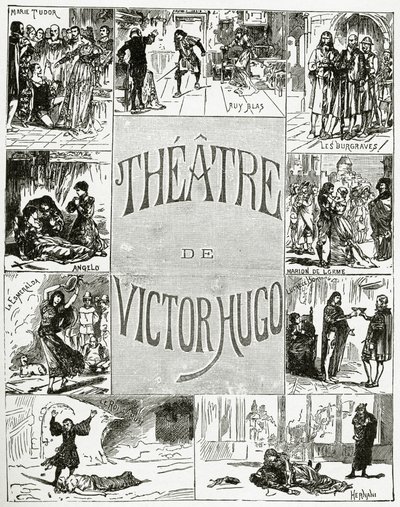 Theatre of Victor Hugo, 1800-tallet (bw-gravering) av French School