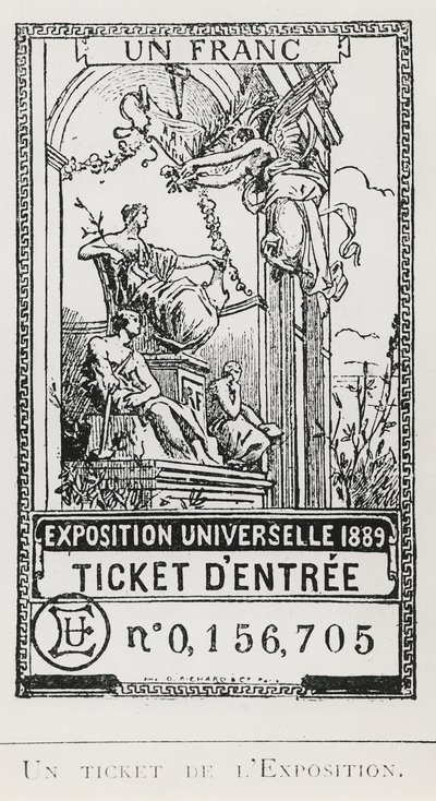 Inngangsbillett til Exposition Universelle i 1889 (litho) av French School