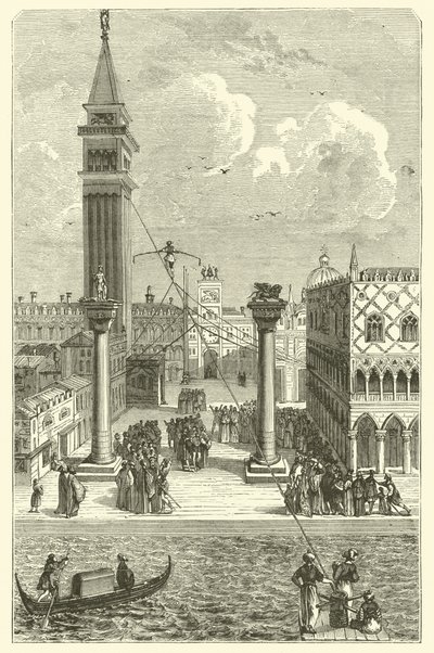 Linjerullator i Venezia (gravering) av French School