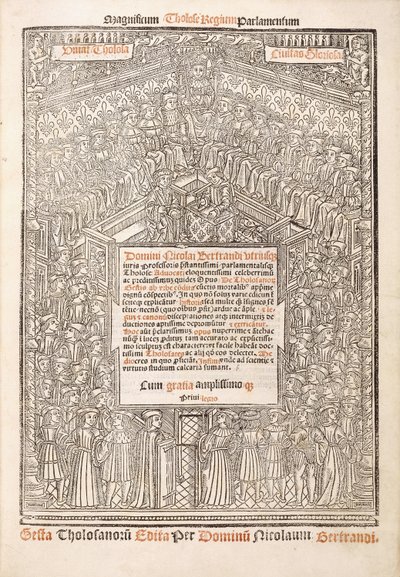 Tittelside som viser parlamentet i Toulouse, 1515 av French School