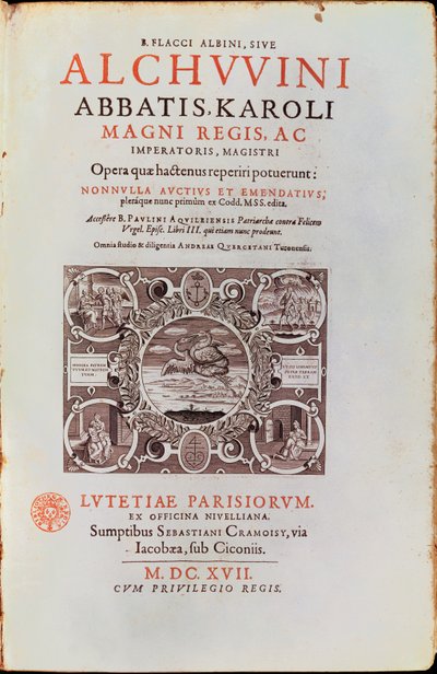 Tittelside fra abbed Charles the Great av Alcuin, utgitt i 1617 av French School