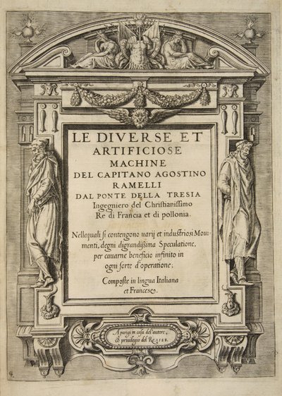 Tittelside, fra Le Diverse Et Artificiose Machine Del Capitano Agostino Ramelli, pub. 1588 (gravering) av French School