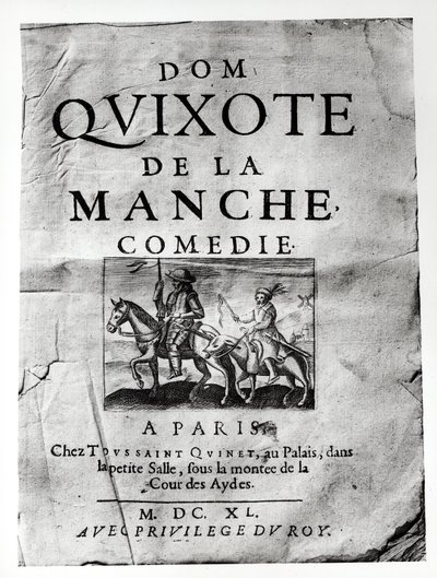 Tittelside fra Dom Quixote de La Manche Comedie av Guerin de Bouscal, 1640 av French School