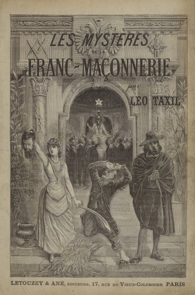 Tittelsideillustrasjon for The Mysteries of Freemasonry Revealed (gravering) av French School