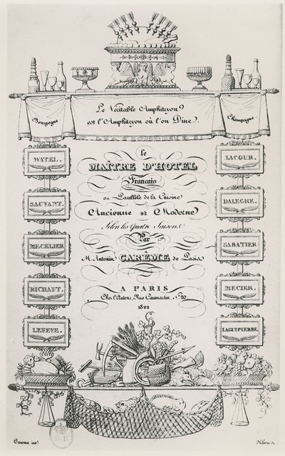 Tittelside til 'The French Butler', av Antonin Carême av French School