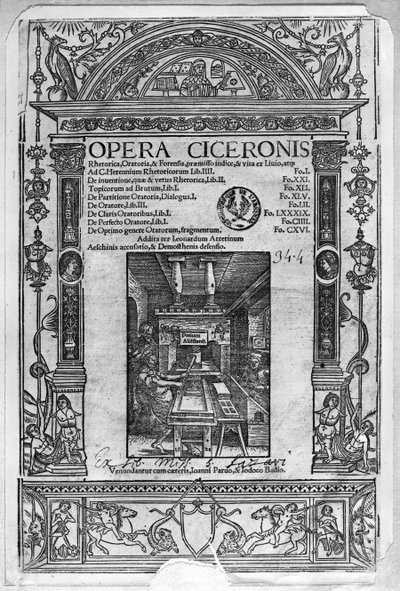Tittelside til Opera Ciceronis, utgitt 1520 av French School