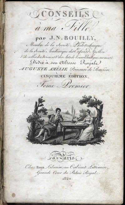 Title page of “” Tips to my daughter “” by Jean Nicolas Bouilly (1763-1842). 1820. Private collection. av French School