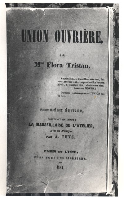 Tittelside til Union Ouvrière av Flora Tristan (1803-44), utgitt i, 1844 av French School
