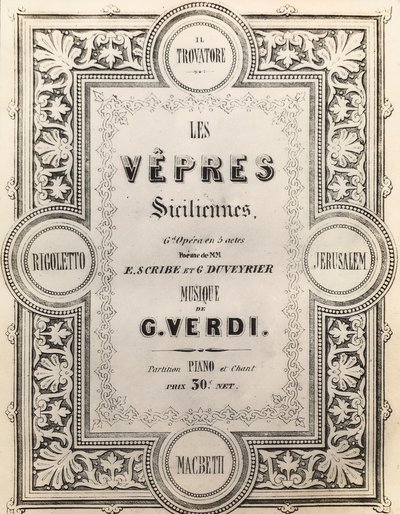 Tittelsiden til partituret I Vespri Siciliani av French School