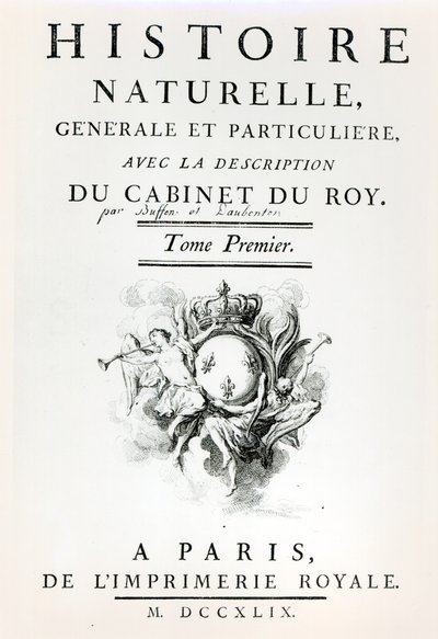 Tittelside for Natural History, General and Particular av Buffon, Paris, 1749 av French School