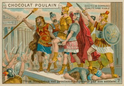 Titus blir utropt til keiser, Chocolat Poulain handelskort av French School