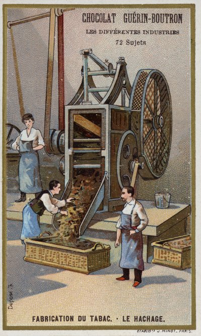 Tobakkproduksjon. Makulering av blader (kromolito) av French School