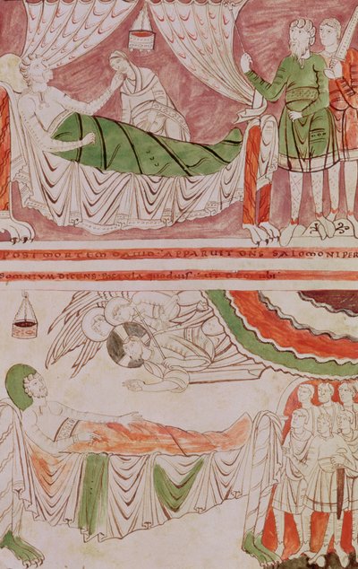 Tome 1, Ms 1589 f.128v Kong David og Salomos drøm, fra Bibelen til St. Vaast av French School