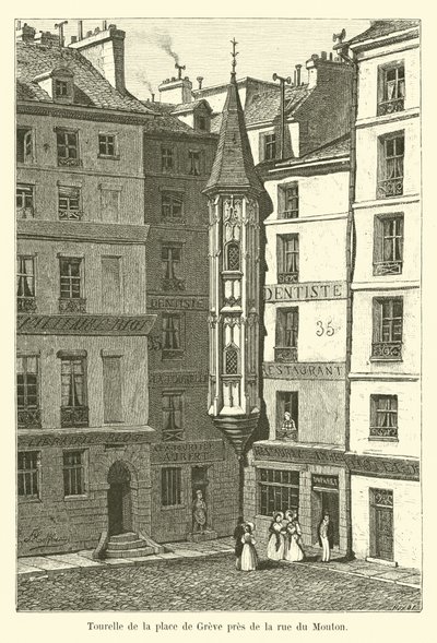 Turret på Place de Greve nær rue du Mouton av French School