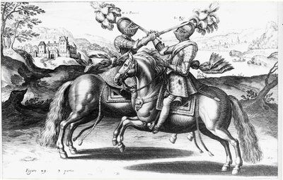 Turneringsscene mellom Henri IV (1553-1610) og Antoine de Pluvinel (1555-1620) av French School