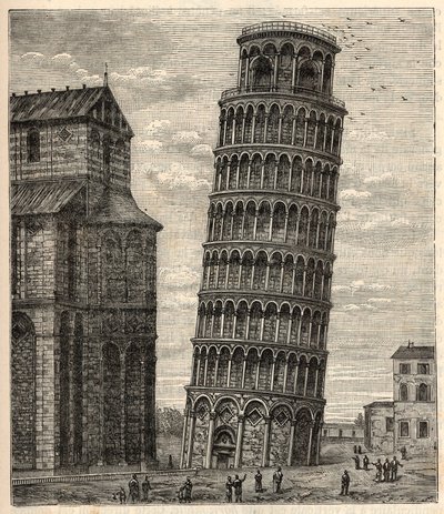 Tower of Pisa - Torre di Pisa - Tour de Pisa - Engraving in “” Sciences brought to everyone