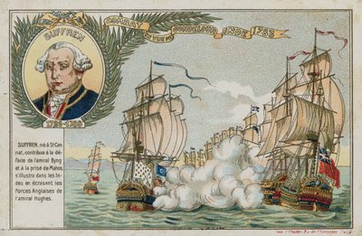 Byttekort med et bilde som viser et sjøslag av French School