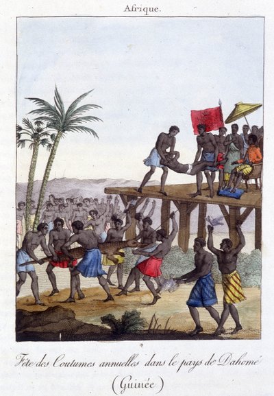 Tradisjonell festival i Guinea - gravering av French School