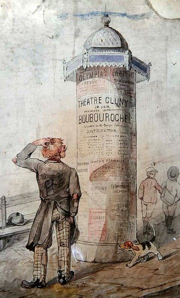 Tramp ser på en plakat som reklamerer for Courtelines skuespill 