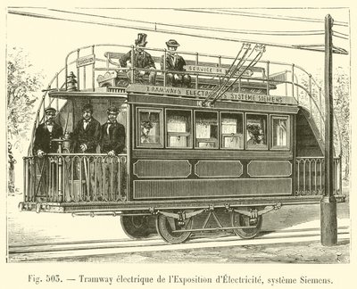 Elektrisk trikk av Elektrisitetsutstillingen, Siemens-systemet (gravering) av French School